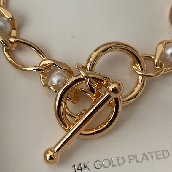 Sterling Forever 14K Gold Plated Amedea Synthetic Pearl Chain Bracelet Gold, OS - Picture 11 of 11